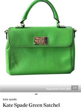 Kate Spade Bright Green Leather Top-Handle Satchel